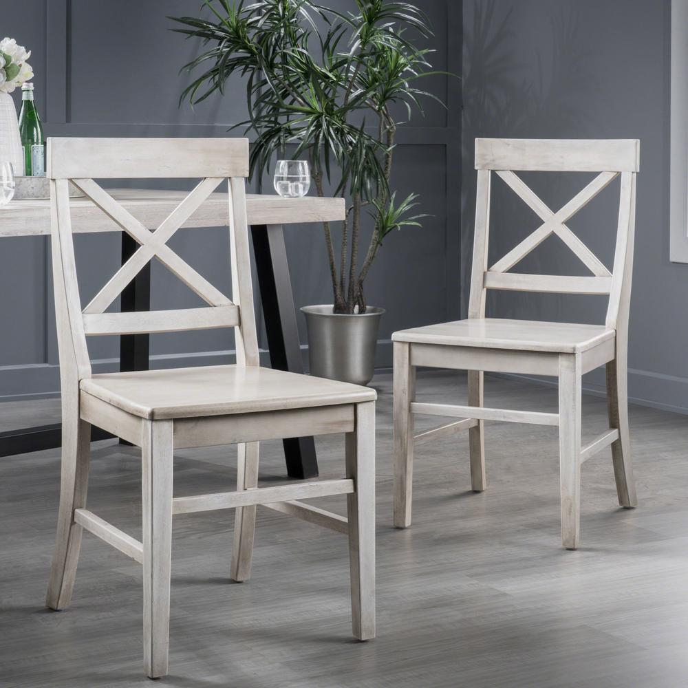 Unbranded Roshan Light Grey Wash Acacia Wood Dining Chairs (Set of 2)-41120 - The Home Depot