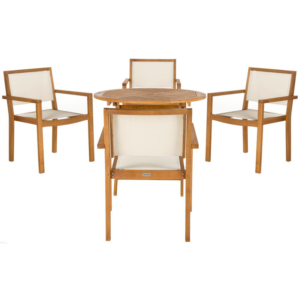 Safavieh Chante Natural Brown 5-Piece Wood Outdoor Bistro ...