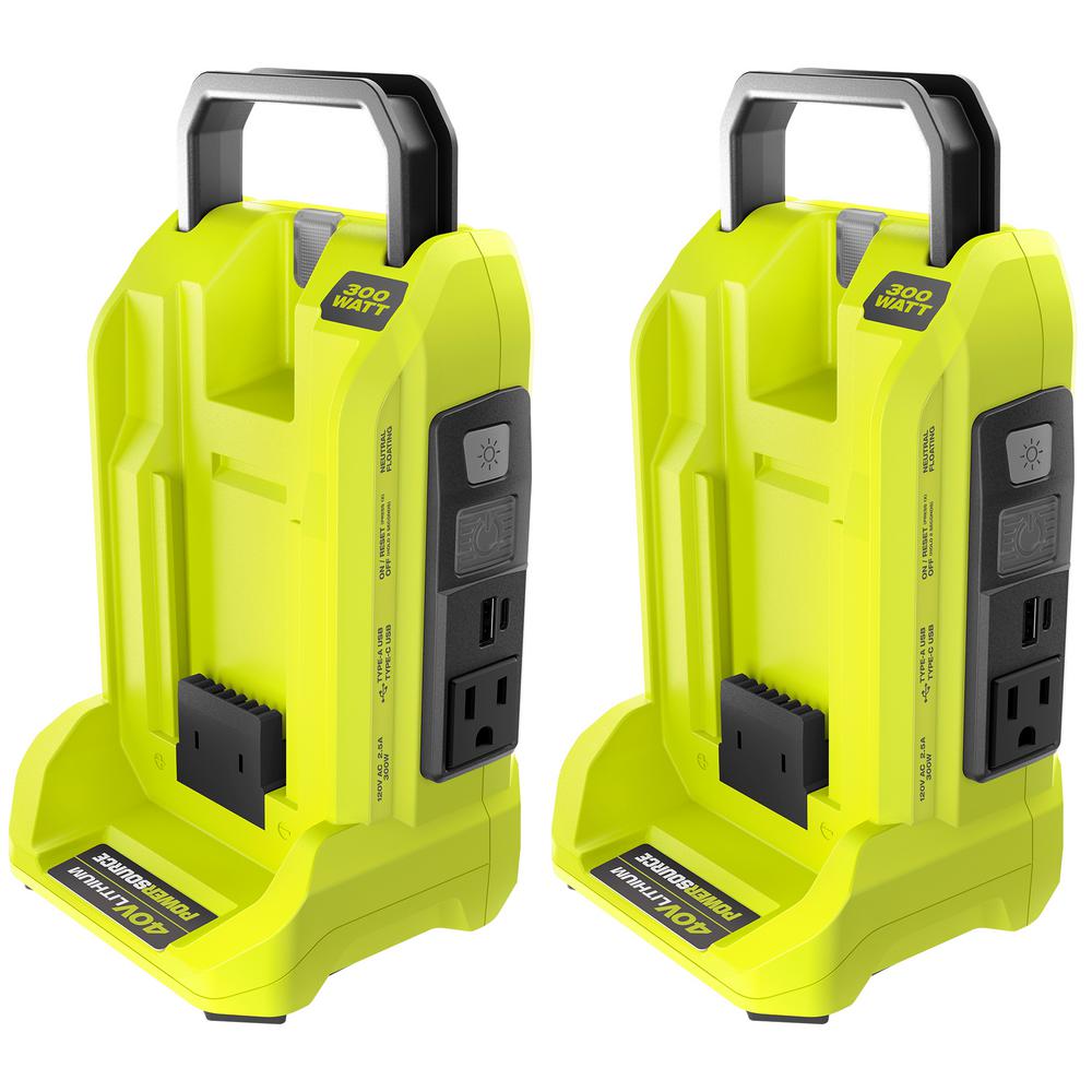 RYOBI Two 300Watt Powered Inverter for 40Volt BatteryRYi300BGCMB1