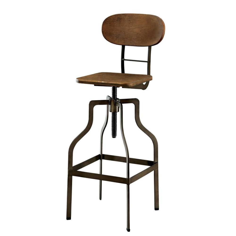 Benzara Style Brown Wooden Swivel Bar Stool With Black Benzara Style Brown Wooden Swivel Bar Stool With Black Metal Base