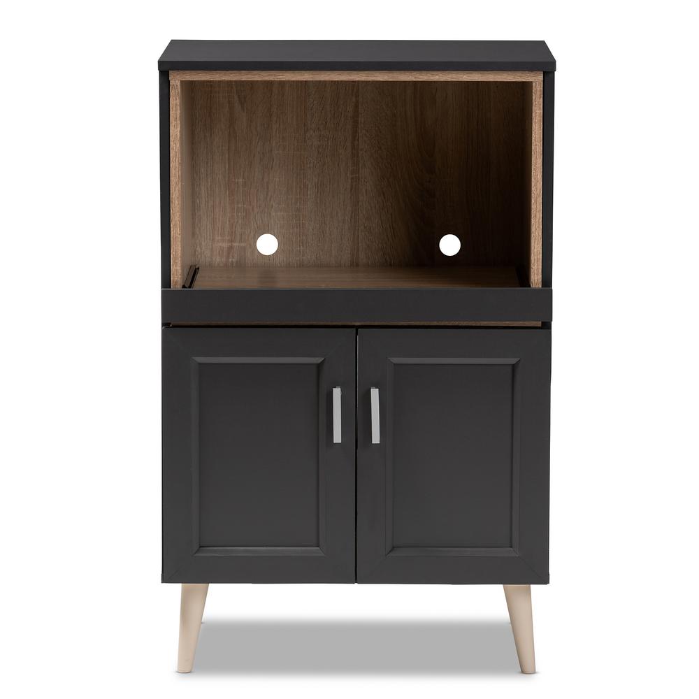 Baxton Studio Tobias Dark Gray And Oak Brown Kitchen Cabinet 147