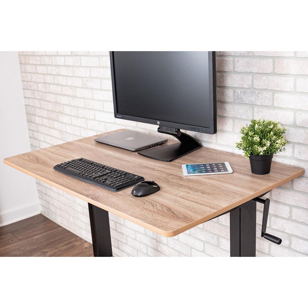 Luxor 48 in. High Speed Crank Adjustable Walnut/Black Stand Up Desk