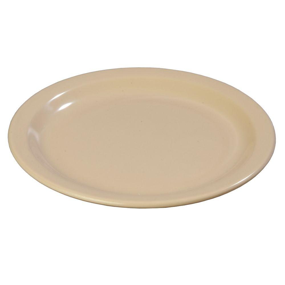 Carlisle 10 45 In Diameter Melamine Narrow Rim 3 Compartment Dinner Plate In Bone Case Of 12 4300042 The Home Depot