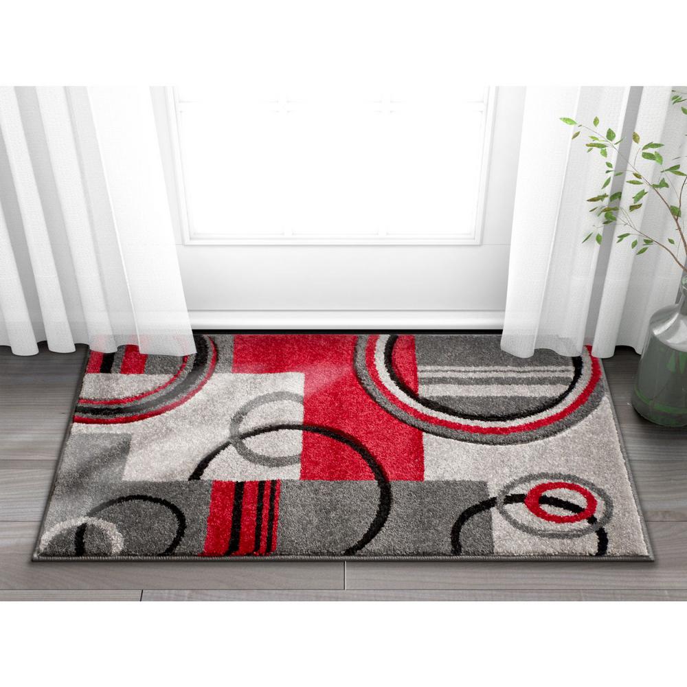 Well Woven Ruby Galaxy Waves 2 Ft X 3 Modern Geometric - Grey And Red Area Rug Well Woven Ruby Galaxy Waves 2 Ft X 3 Modern Geometric - Grey And Red Area Rug