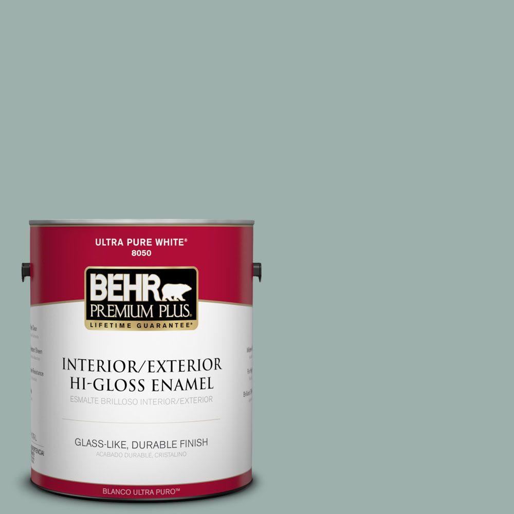 Behr Premium Plus 1 Gal 490f 4 Gray Morning Hi Gloss Enamel 490f 4 Gray Morning Hi Gloss Enamel Interior Exterior Paint