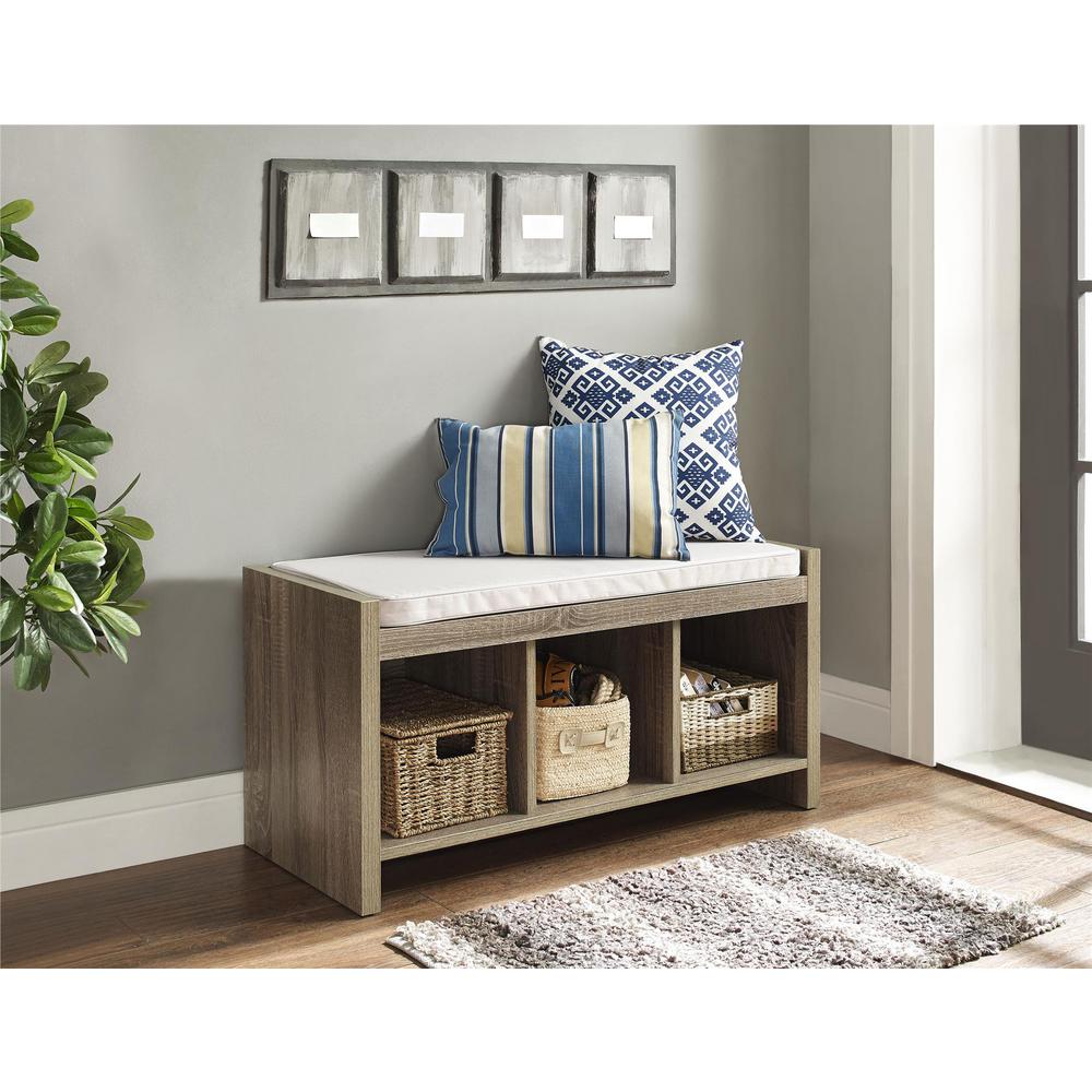 Ameriwood Pebblebrook Weathered Oak Entryway Storage Bench