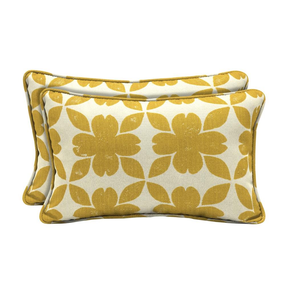 Home Decorators Collection Sunbrella Floret Honey Lumbar Outdoor