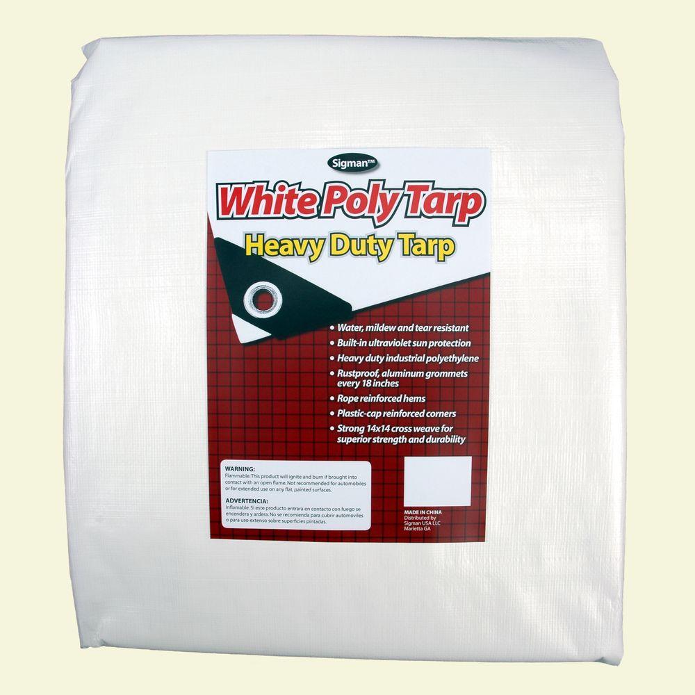 Sigman 20 ft. x 40 ft. White Heavy Duty TarpWPF020040 The Home Depot