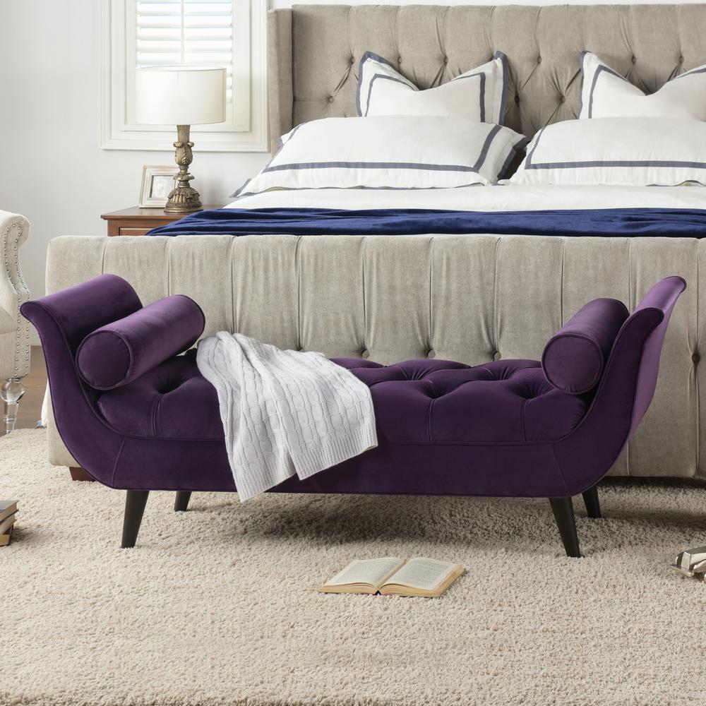 Jennifer Taylor Alma Purple Tufted Entryway Bench 85170 864 The Home Depot