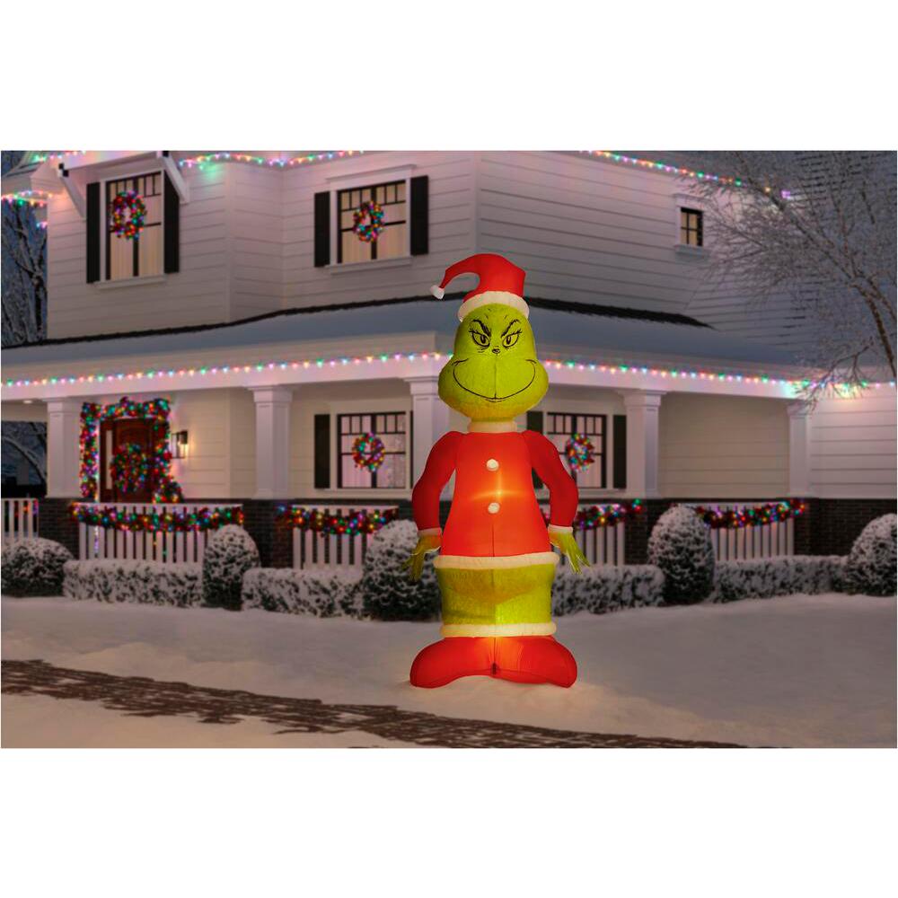 Dr Seuss 10 Ft Inflatable Giant Grinch With Fuzzy Plush Fabric 115625 The Home Depot