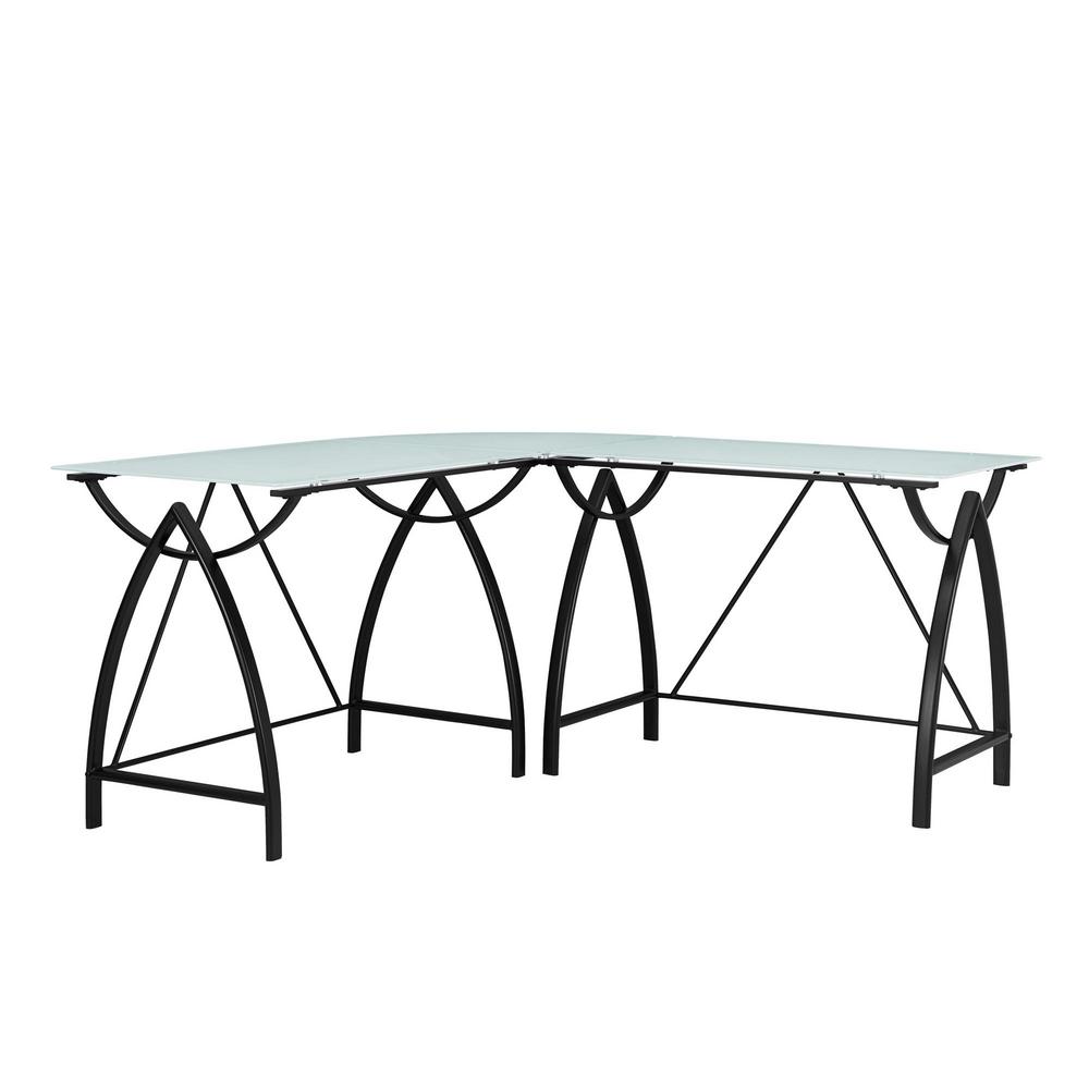 Ameriwood Home Silver Oak Glass Top Black L Shape Desk by Ameriwood Home