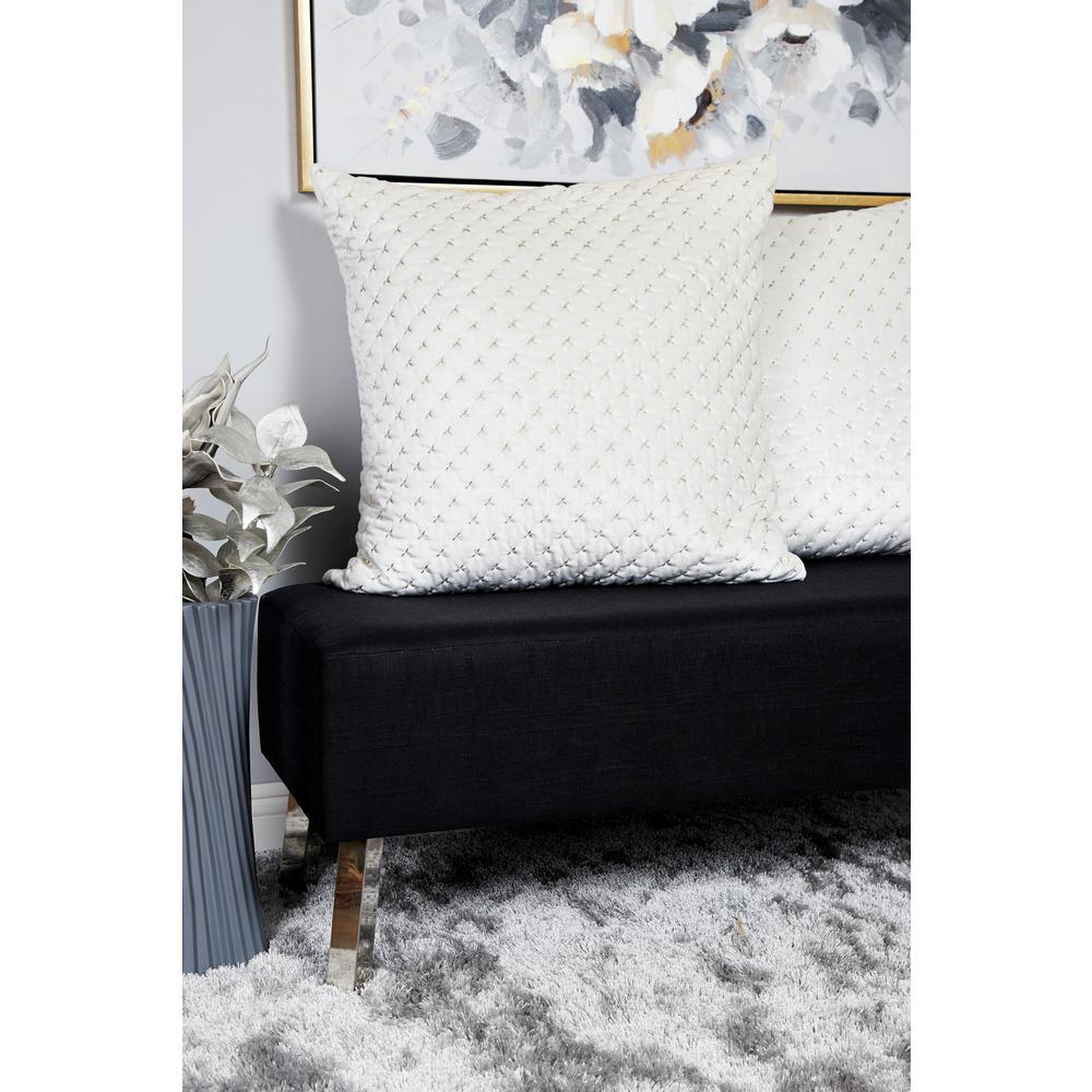 Litton Lane 26 In X 26 In Geometric Designed White And Metallic