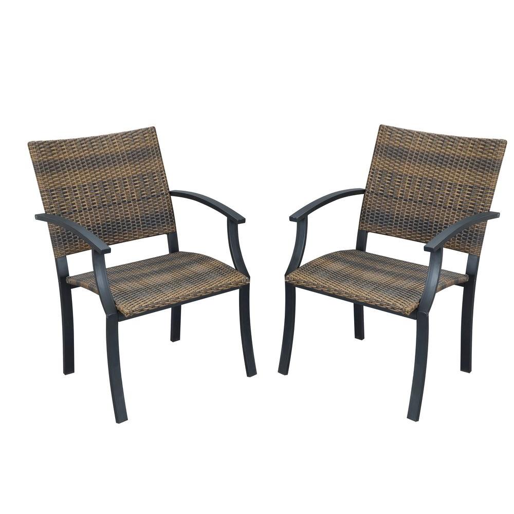 Homestyles Newport Synthetic Weave Patio Armchair 2 Pack 5600 812 The Home Depot