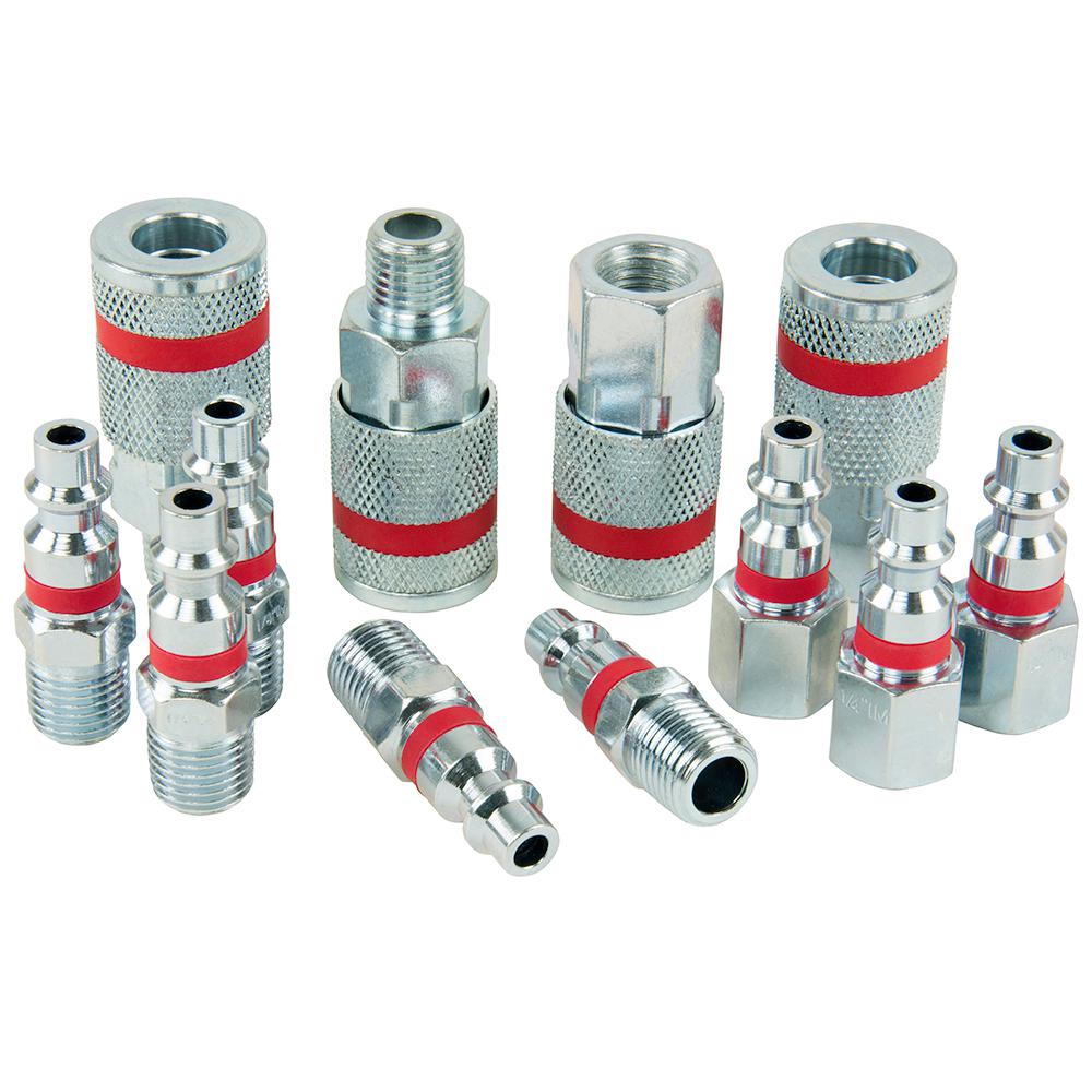 10 Piece Solid Metal Quick Coupler Set Air Hose Connector Fittings Plug 1/4"