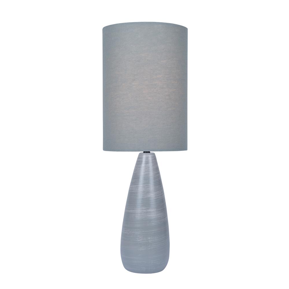 UPC 088675468134 product image for Illumine 26.25 in. Brushed Grey Table Lamp with Grey Linen Shade | upcitemdb.com
