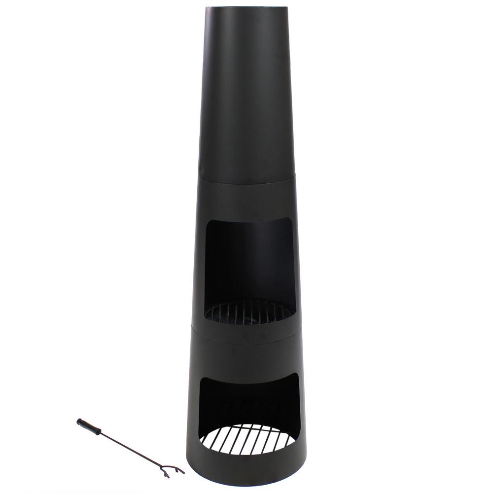 Sunnydaze Decor 49 in. Steel Outdoor Wood Burning Chiminea Fire Pit with BuiltIn Log StorageKF