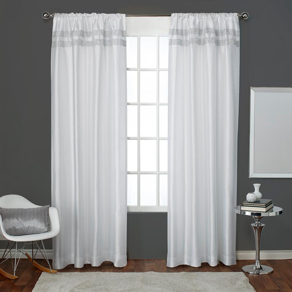 Glitz Winter White Rod Pocket Top Window Curtain Eh7973 03 2 96r Glitz Winter White Rod Pocket Top Window Curtain