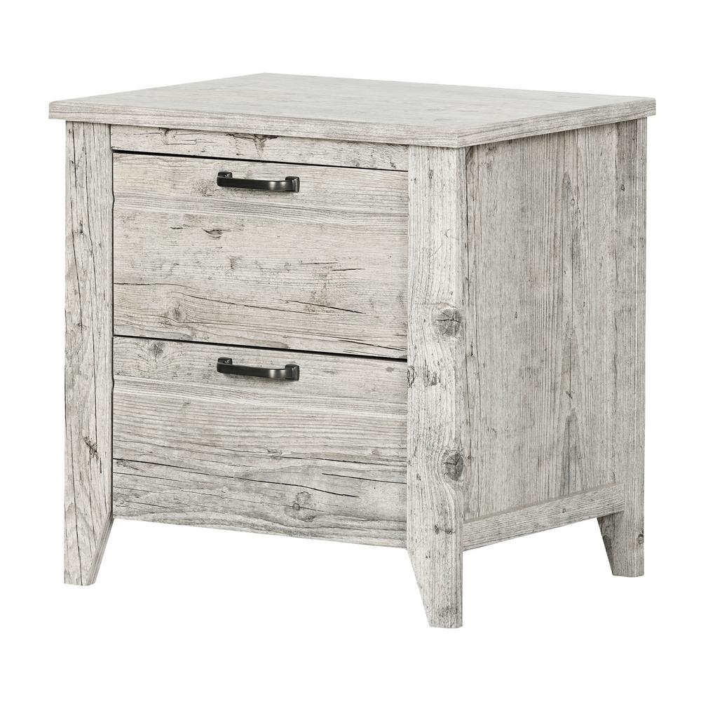 South Shore Lionel 2 Drawer Seaside Pine Nightstand 11884 The Home Depot