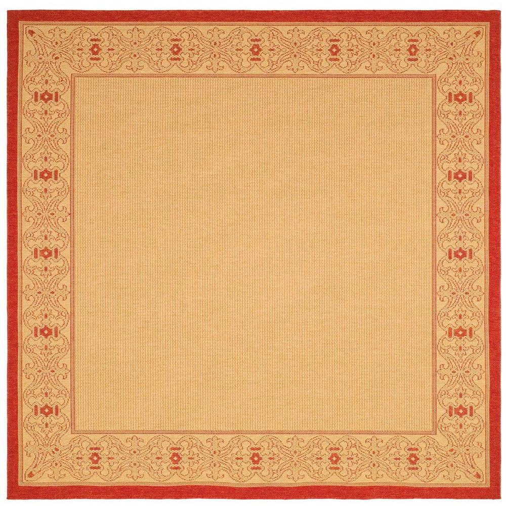 Safavieh Courtyard Natural/Red 8 ft. x 8 ft. Indoor/Outdoor Square Area