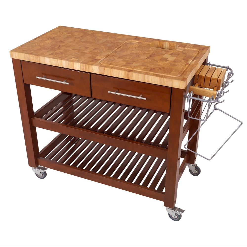 Chris & Chris Pro Chef Espresso Kitchen Cart With Storage JET1226 The