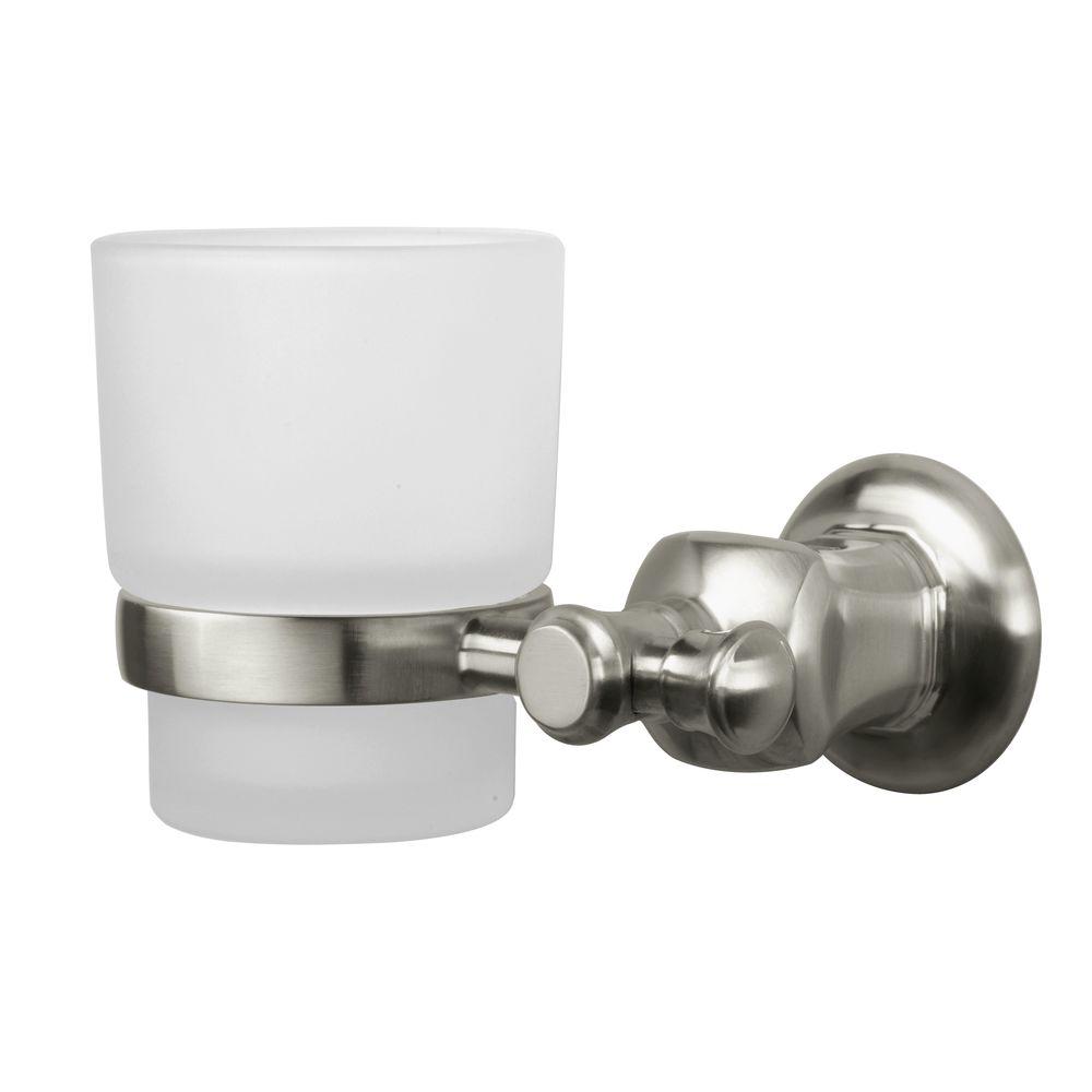 Nickel Toothbrush Holders Bathroom Decor The Home Depot Verdanza Wall Mounted Tumbler Holder In Brushed Nickel