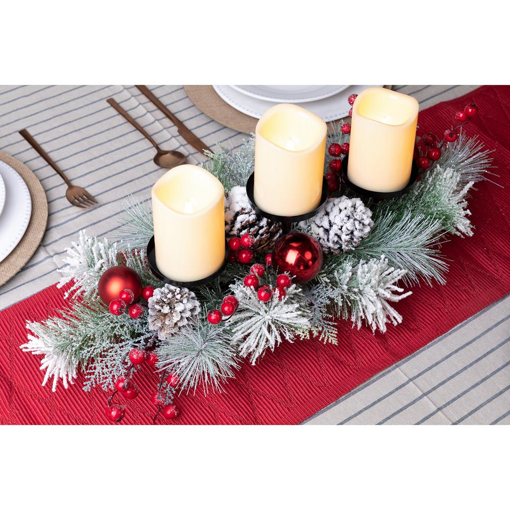 Glitzhome 24 In Glitted Berry Ornament Pinecone Candle Holder Center Piece 2009900009 The Home Depot