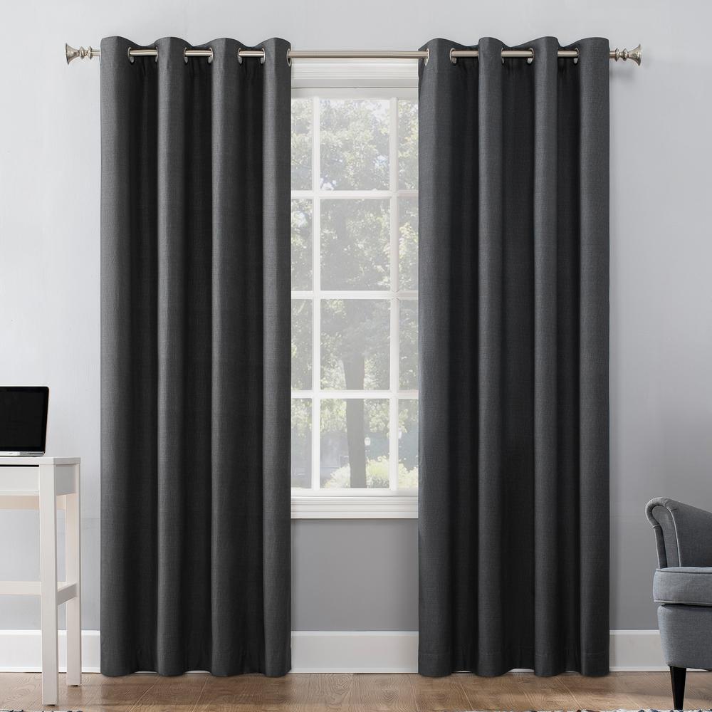 Sun Zero Cameron Thermal Extreme Blackout Charcoal Grommet Single Curtain Panel 50 In W X 84 In L Cameronchr84 The Home Depot