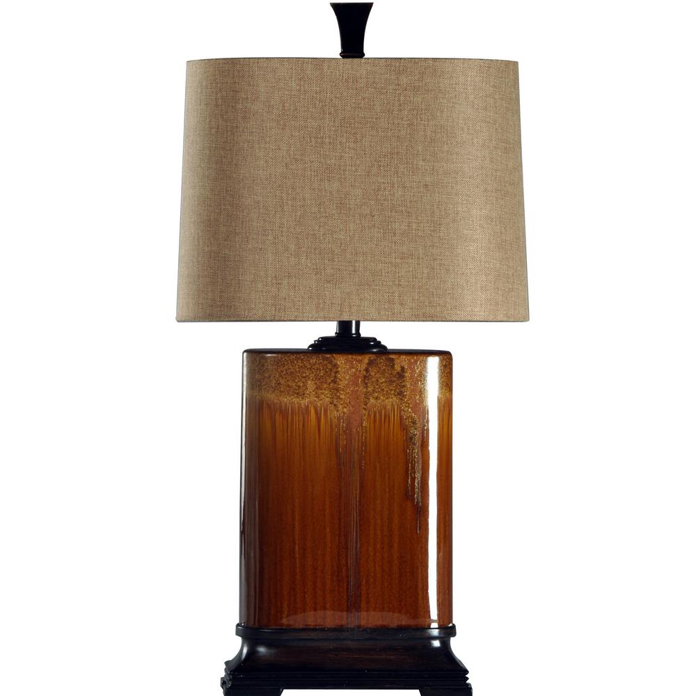 StyleCraft Reactive Glaze 31.5 in. Burnt Red Orange and Neutral Reactive Glazed Ceramic Bedside