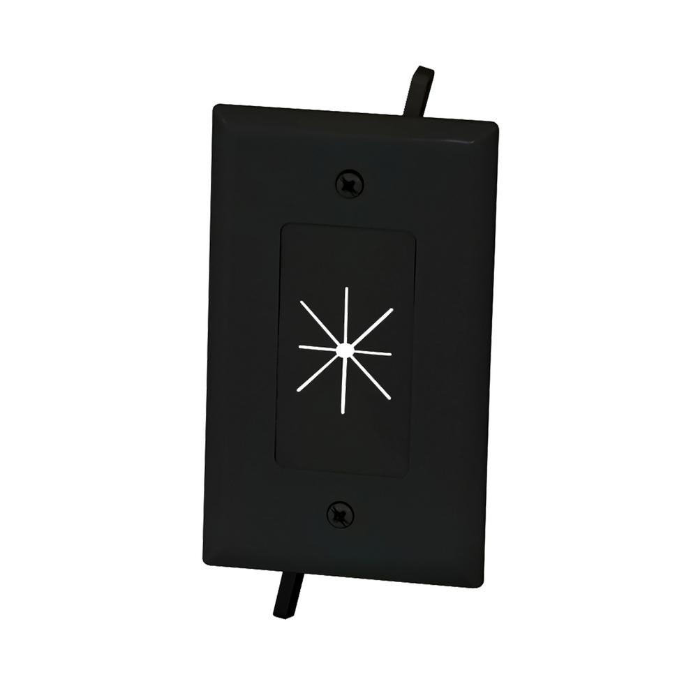 Commercial Electric 1 Gang Flexible Opening Cable Wall Plate Black 5028 Bk The Home Depot