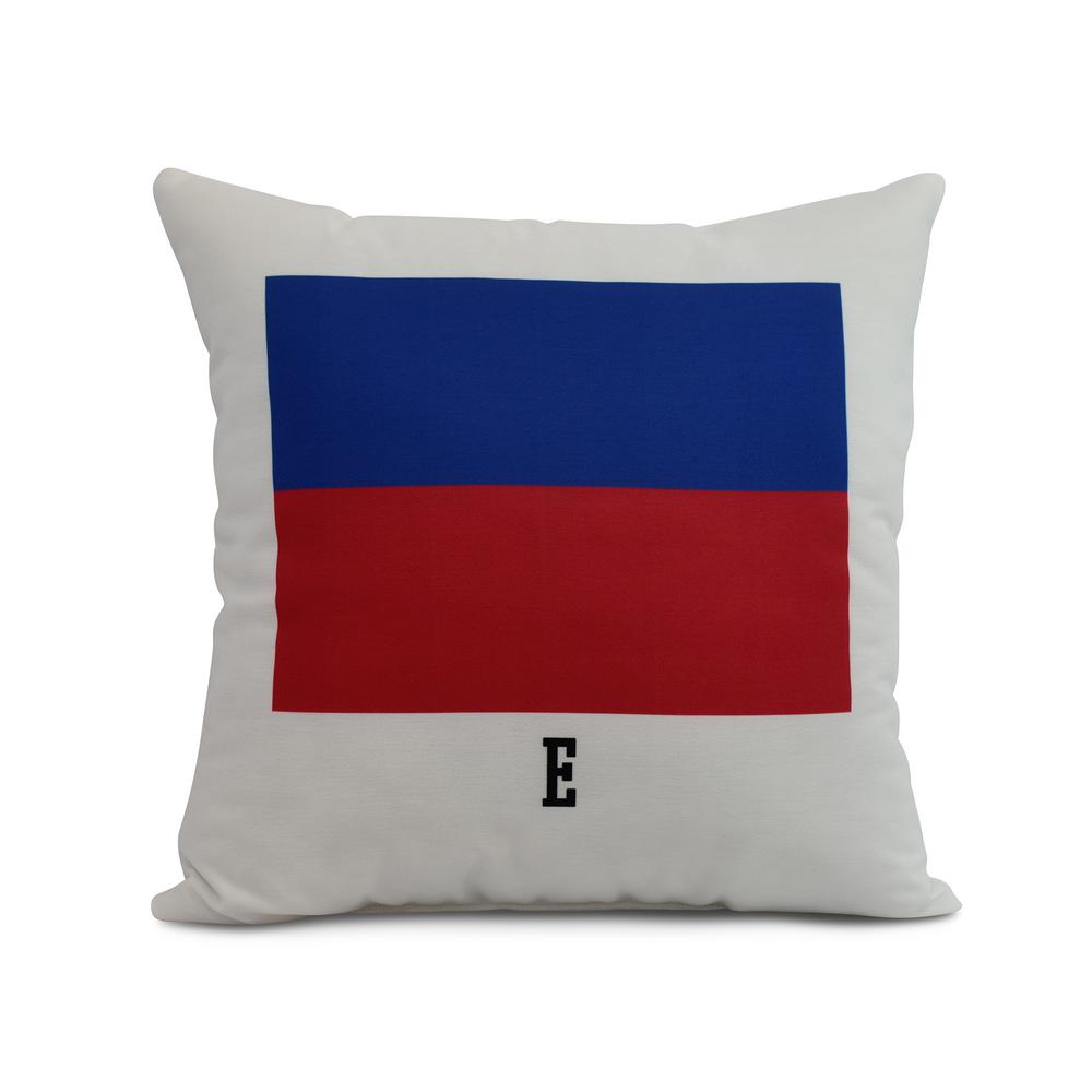 E Letter Simple Outline 16 In Red Decorative Nautical Throw