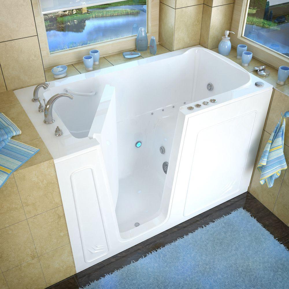 Universal Tubs Nova Heated 5 Ft Walk In Air And Whirlpool Jetted Tub In White With Chrome Trim H3260lwdch The Home Depot