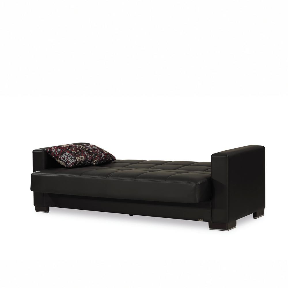 Ottomanson Armada Black Leatherette Upholstery Sofa Sleeper