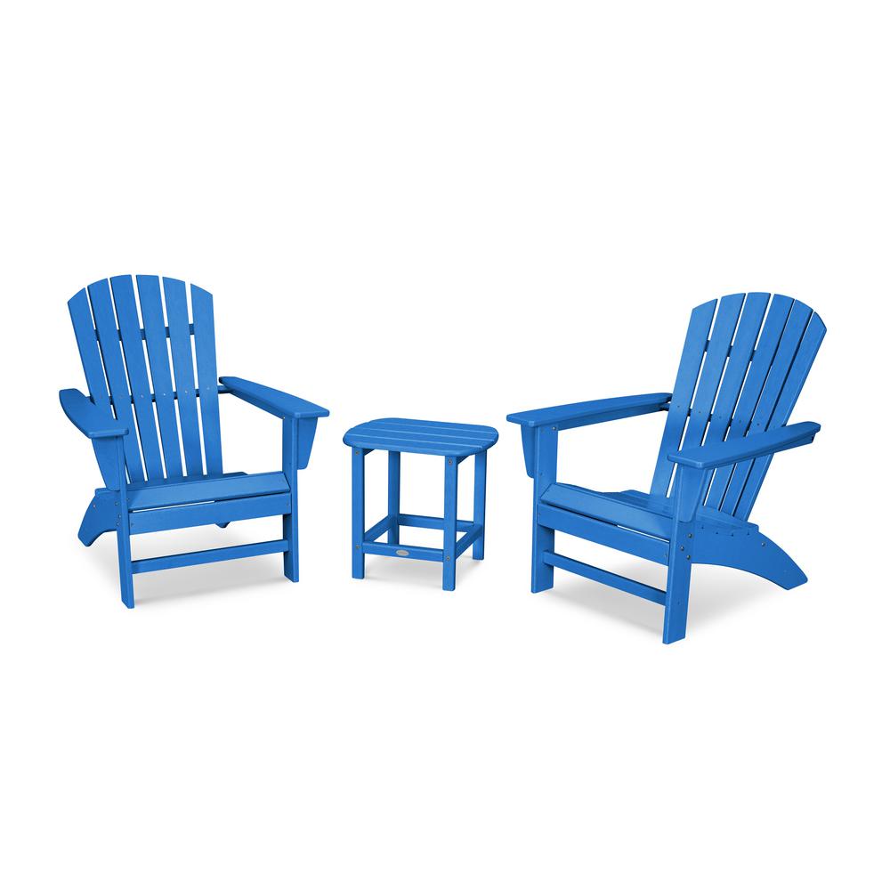 Polywood Grant Park Blue 3 Piece Plastic Traditional Curveback Adirondack Pacific Patio Conversation Set Polywood Grant Park Blue 3 Piece Plastic Traditional Curveback Adirondack Pacific Patio Conversation Set