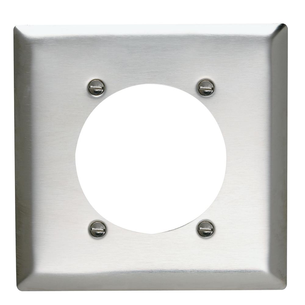 302 Series 2Gang 2.468 in. Hole Power Outlet Wall Plate in Stainless