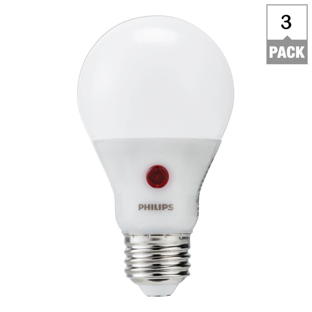 Automatic On Off Sensor Led Bulbs Light The Home Depot 60 Watt Equivalent A19 Dusk To Dawn Automatic On Off Energy Saving Led Light