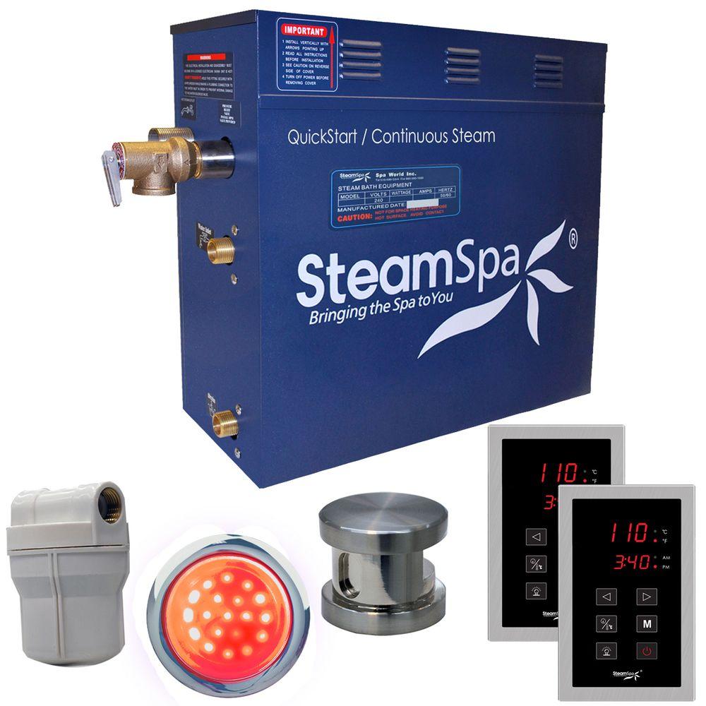 SteamSpa Royal 9kW QuickStart Steam Bath Generator Package in Polished