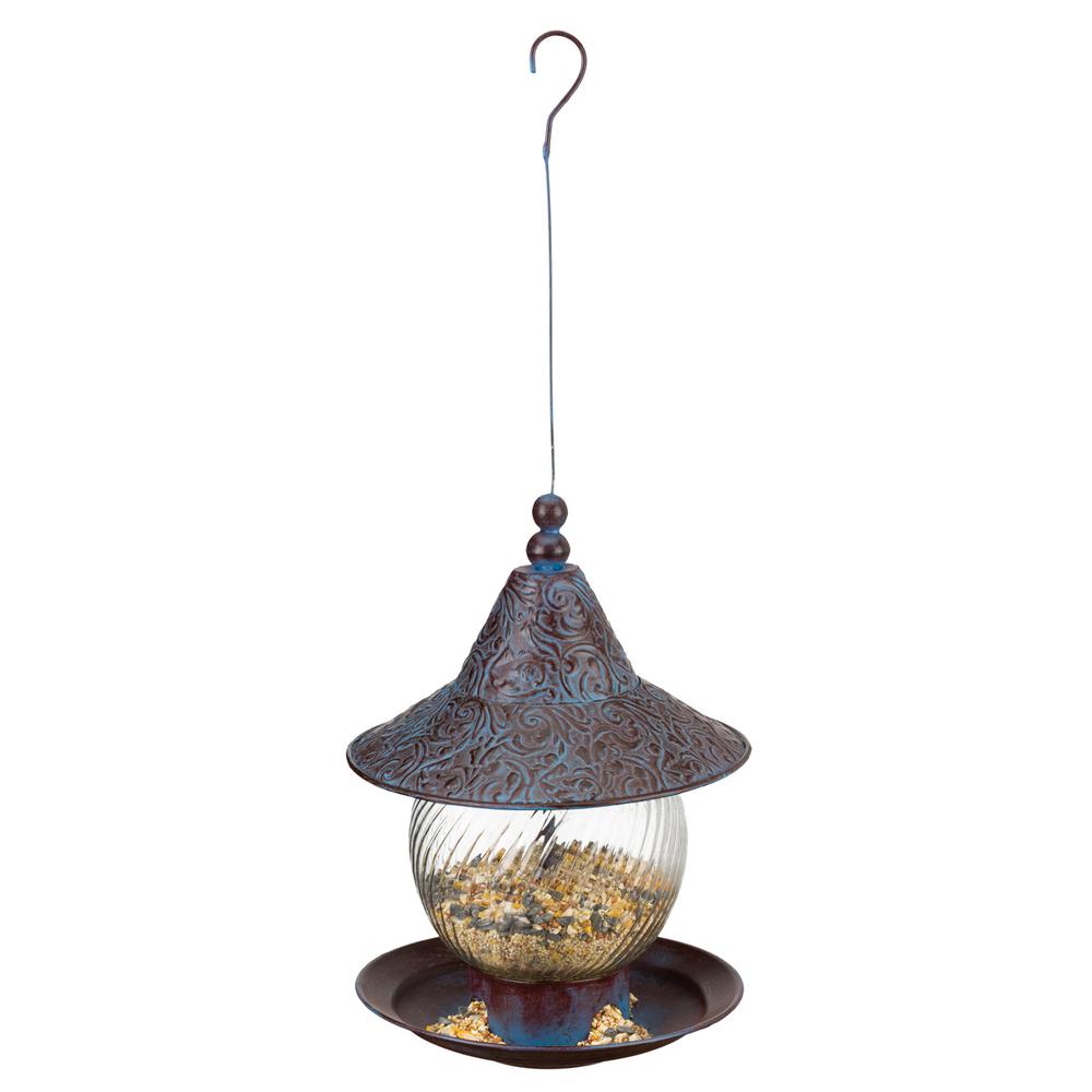 Whitehall Products Copper Verdigris Hummingbird Garden Bird Feeder