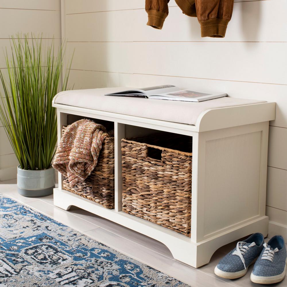 Safavieh Freddy Distressed White Storage Bench Amh5736d The Home