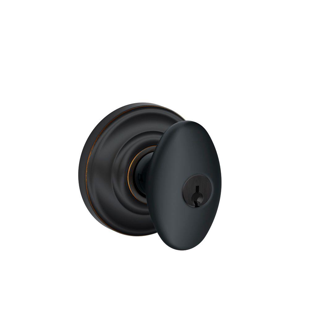 Schlage Siena Aged Bronze Keyed Entry Door Knob With Andover Trim