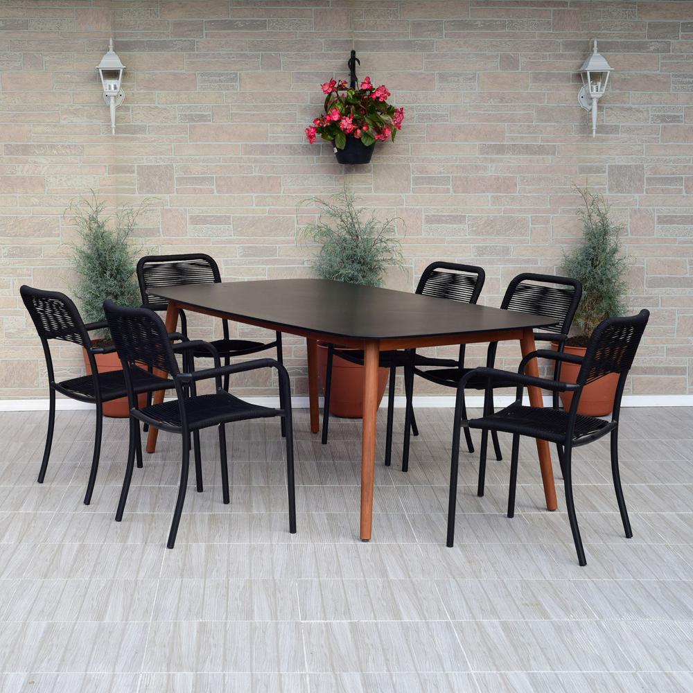 Ia Wade 7 Piece Wood Rectangular Outdoor Dining Set Sc Wade 7 Piece Wood Rectangular Outdoor Dining Set