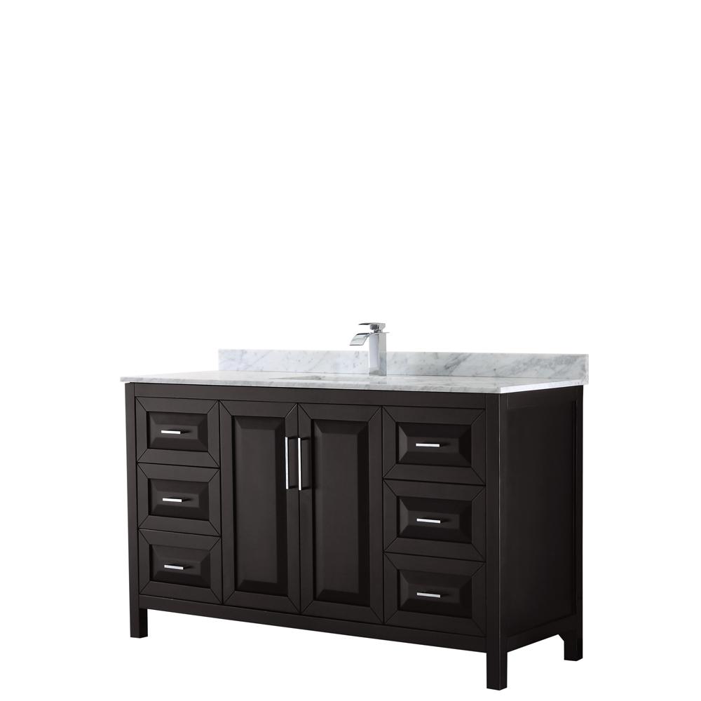 Brown Single Sink 60 Inch Vanities Bathroom Bath Daria 60 In Single Bathroom Vanity Dark Espresso With Marble Top Carrara