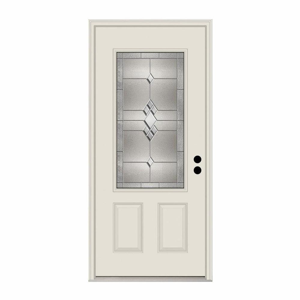 JELD-WEN 36 in. x 80 in. 3/4 Lite Kingston Primed Steel Prehung Left-Hand Inswing Front Door w/Brickmould