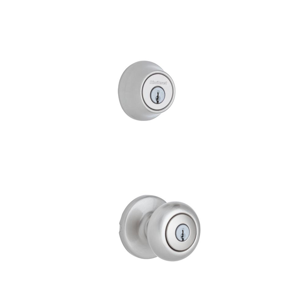 Kwikset Cove 690 Satin Nickel Keyed Entry Door Knob And Single Cylinder ...