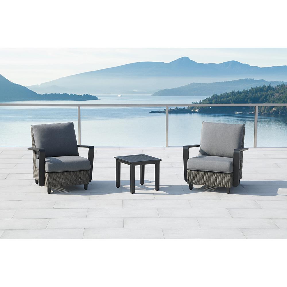 Ove Decors Augusta Charcoal 3 Piece Aluminum Patio Conversation Set Ove Decors Augusta Charcoal 3 Piece Aluminum Patio Conversation Set With Sunbrella Gray Cushions