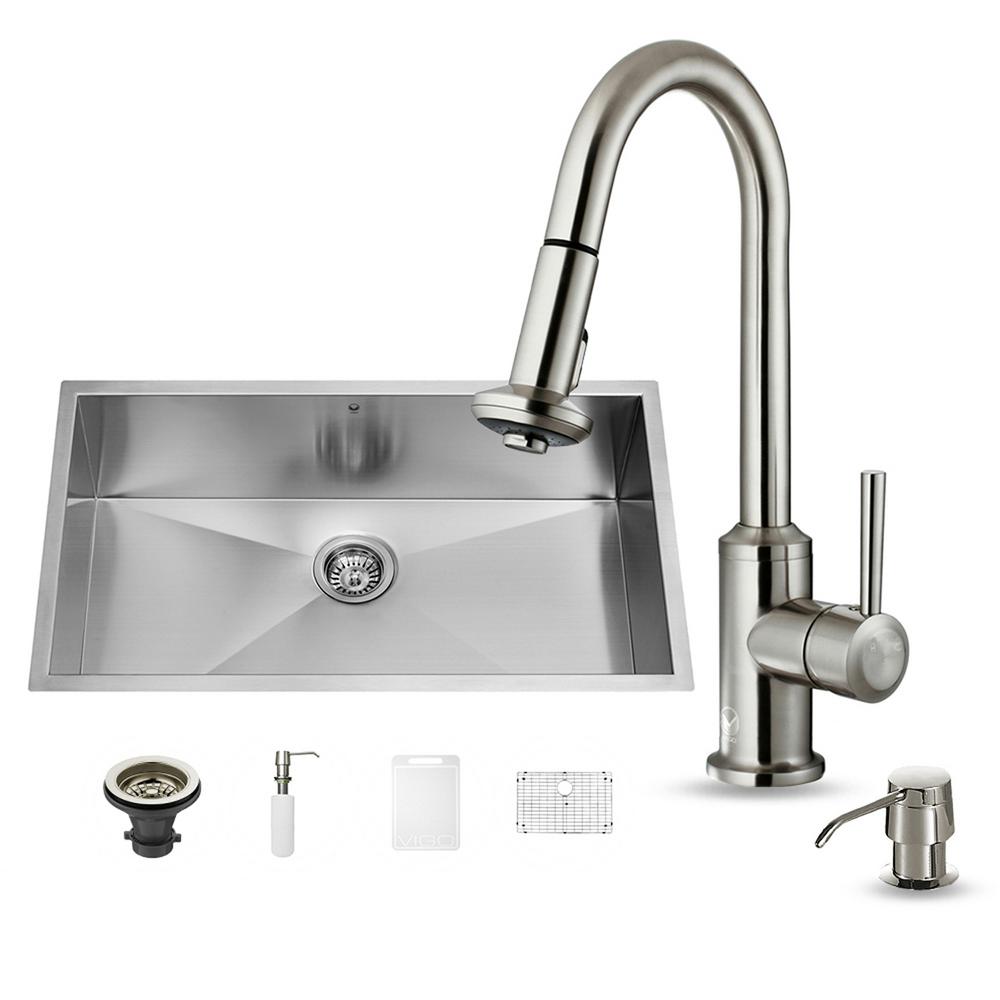 Vigo All In One Undermount Stainless Steel 32 In 0 Hole Single Basin