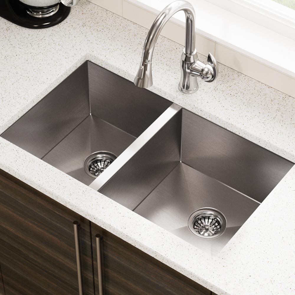 Mr Direct Undermount Stainless Steel 32 In Double Bowl Kitchen Sink Mr Direct Undermount Stainless Steel 32 In Double Bowl Kitchen Sink