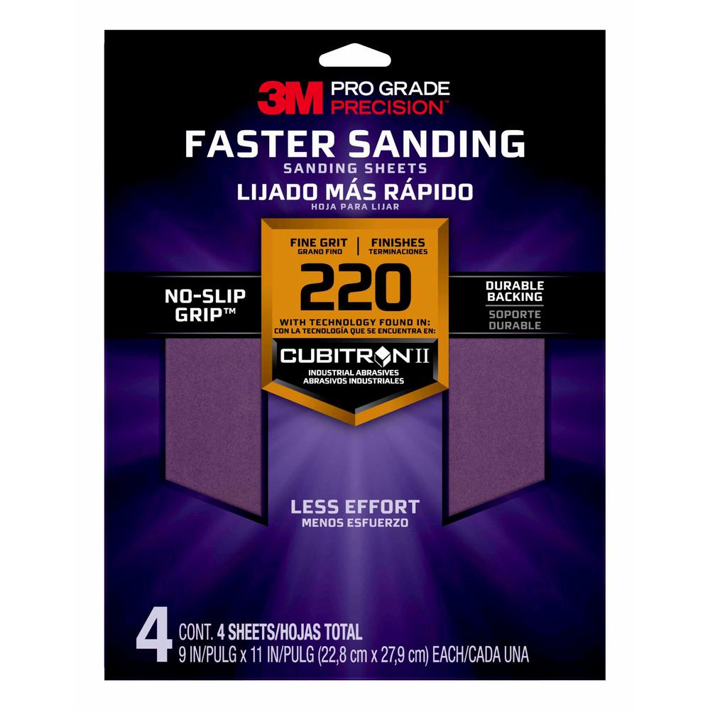 Pro Grade Precision 9 in. x 11 in. 220 Grit Fine Advanced Sanding Sheets (4-Pack)