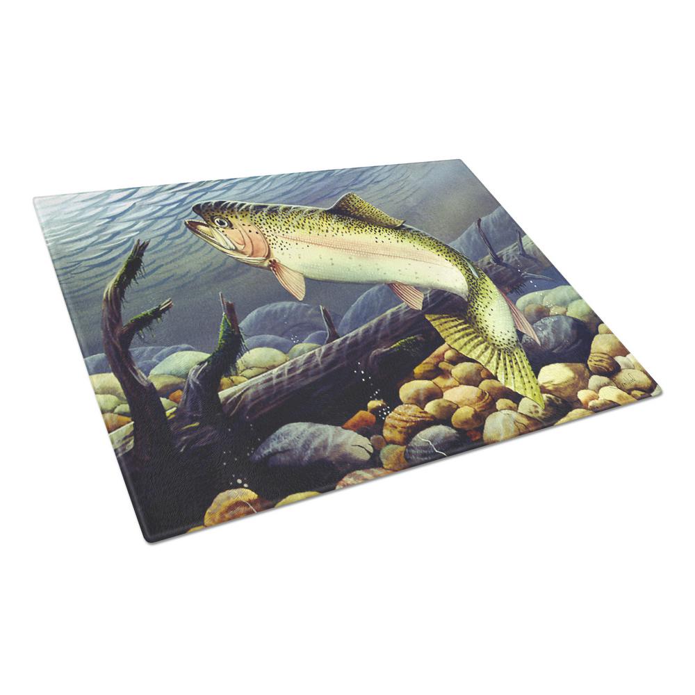 Carolines Treasures Rainbow Trout Tempered Glass Large Cutting Board, Multi-Color