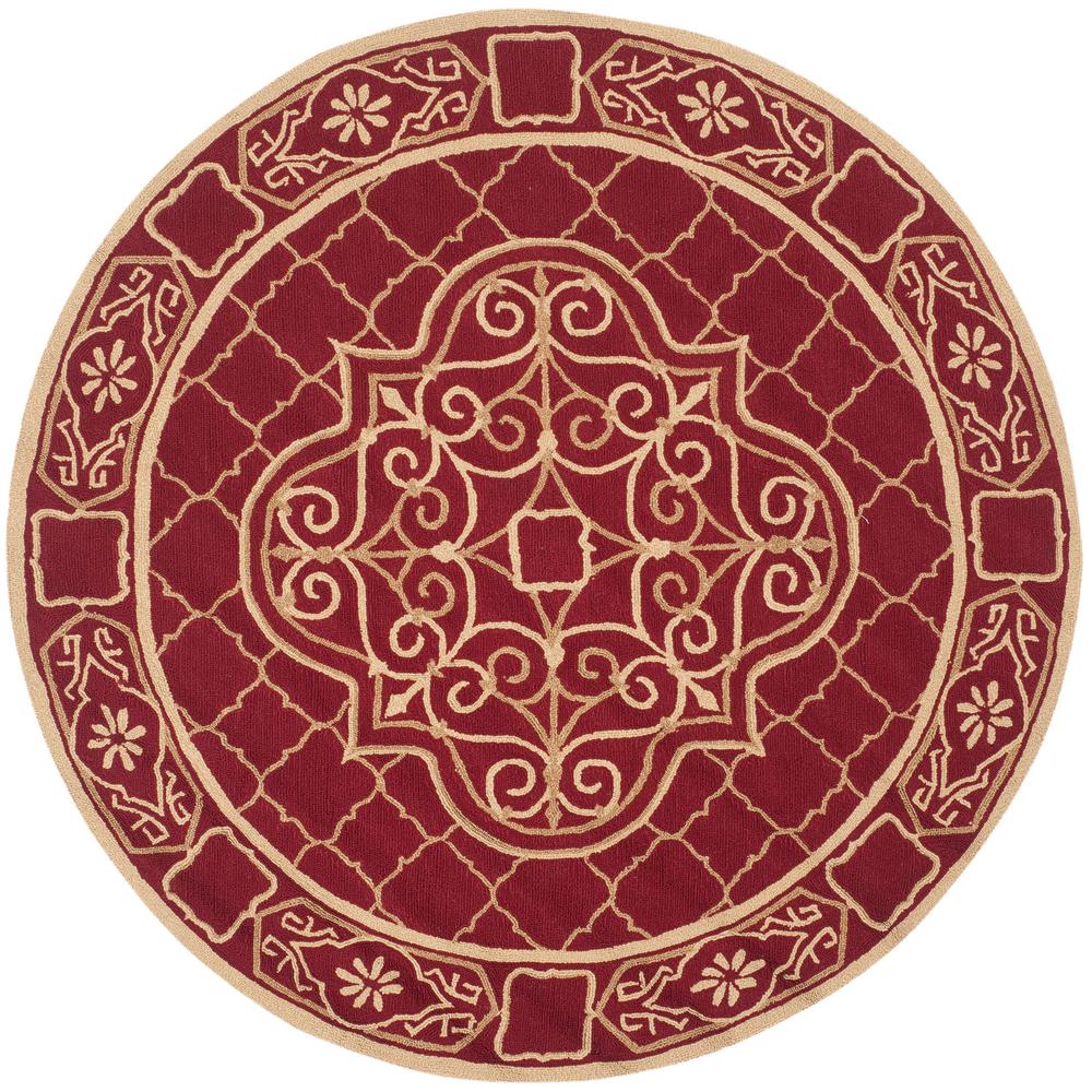 Safavieh Easy Care Maroon/Gold 8 ft. x 8 ft. Round Area RugEZC729B8R