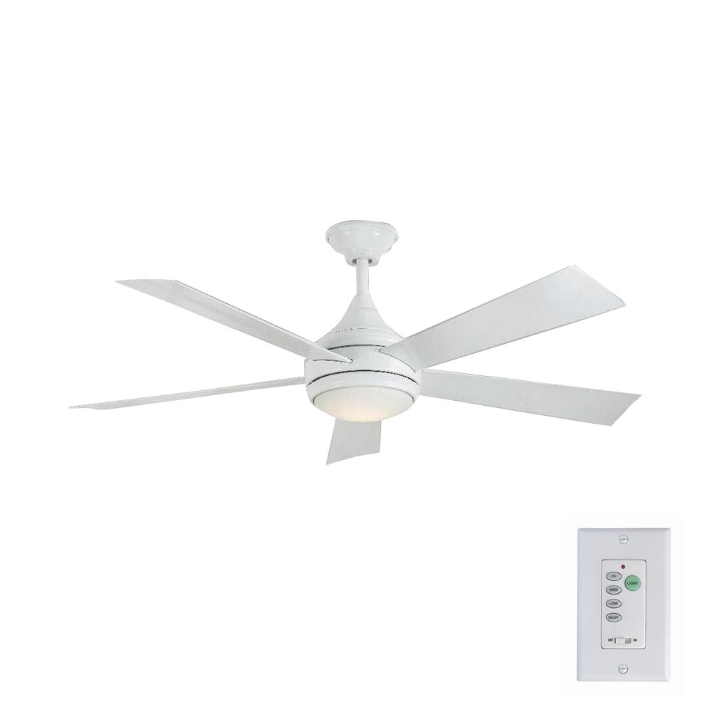Modern Ceiling Fans Lighting The Home Depot Led Indoor Outdoor Stainless Steel Glossy White Ceiling Fan With Light